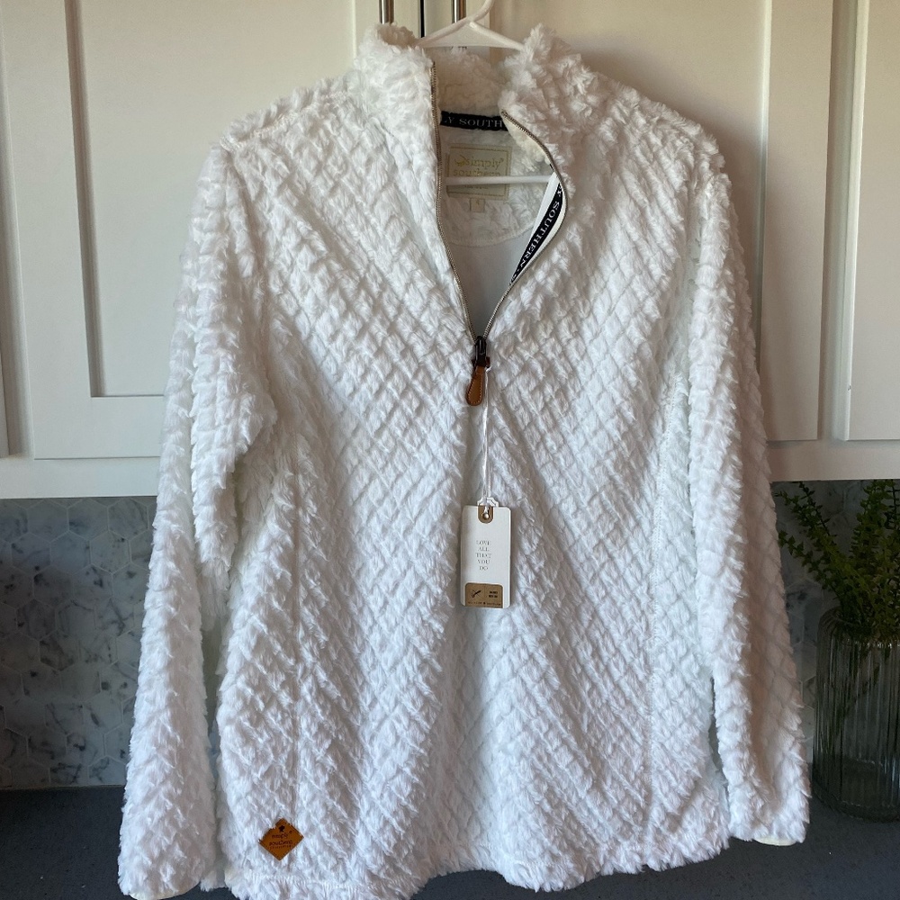 Simply Southern Simply Fuzzy Quarter Zip Sherpa Pullover--NWT Size Small